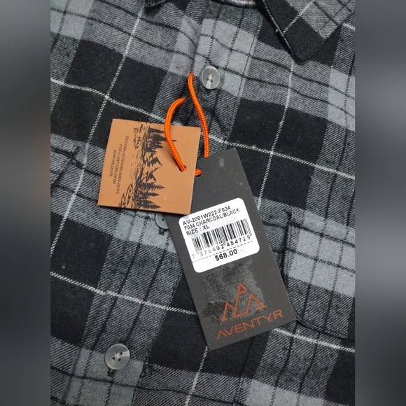 Men's Charcoal Aventyr Plaid Elbow Flannel Shirt Men's Xl Deep Zipper Side Pocke - Picture 7 of 9